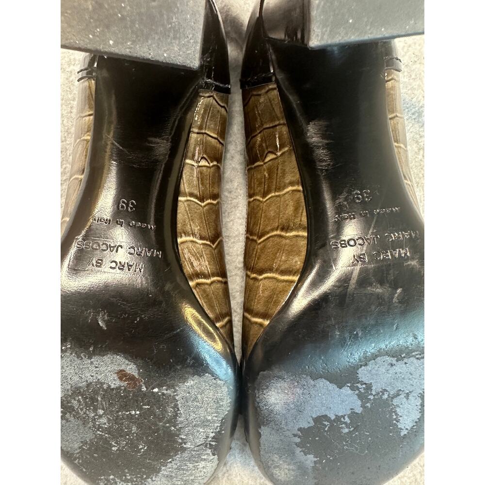 Marc by Marc Jacobs Pumps Bow Croc Leather Block Heel 39 Archival Vintage - Picture 11 of 12